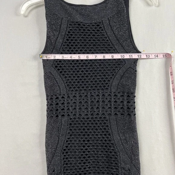 Vintage Y2k Bebe Mini Bodycon Dress Petite P/S Black Sexy Lace Stretch Metallic - Picture 6 of 12